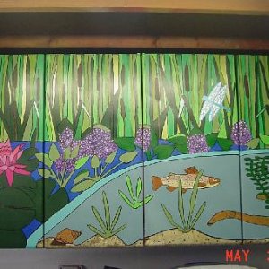 The whole fish mural. I like to tell him I increased the value of his house by $100,000 by painting that mural in there, but he won't give me my half.