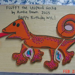 This is a wooden puzzle I made of my lizard, Fluffy.