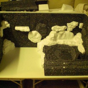 Carcass with carved polystyrene.