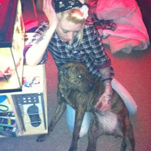 me and my amazing dog mastif and sharpa mix