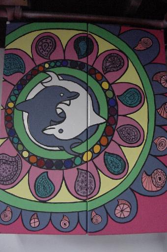 Another mural in my boyfriend's basment, yin yang dolphins.