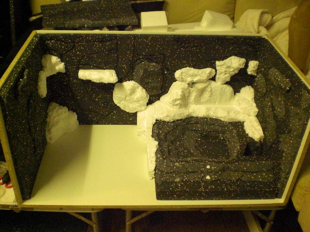 Carcass with carved polystyrene.